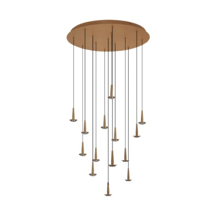 Colgante Redondo 14xLED 5W 3000K W/T Cristal serie ANDROMEDA Oro - 60x180h