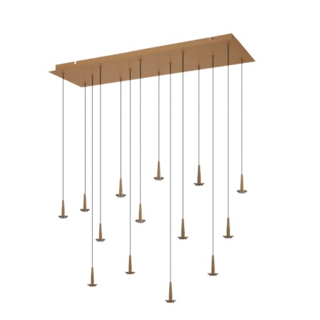 Colgante Cuadrado 14xLED 5W 3000K W/T Cristal serie ANDROMEDA Oro - 90x30x180h