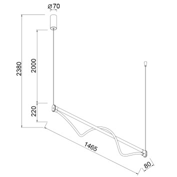 Lámpara LED 38W 3000K serie FUGAZ Oro Pintura - 146.5x8x38-238h 2