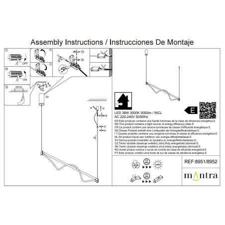 Lámpara LED 38W 3000K serie FUGAZ Oro Pintura - 146.5x8x38-238h