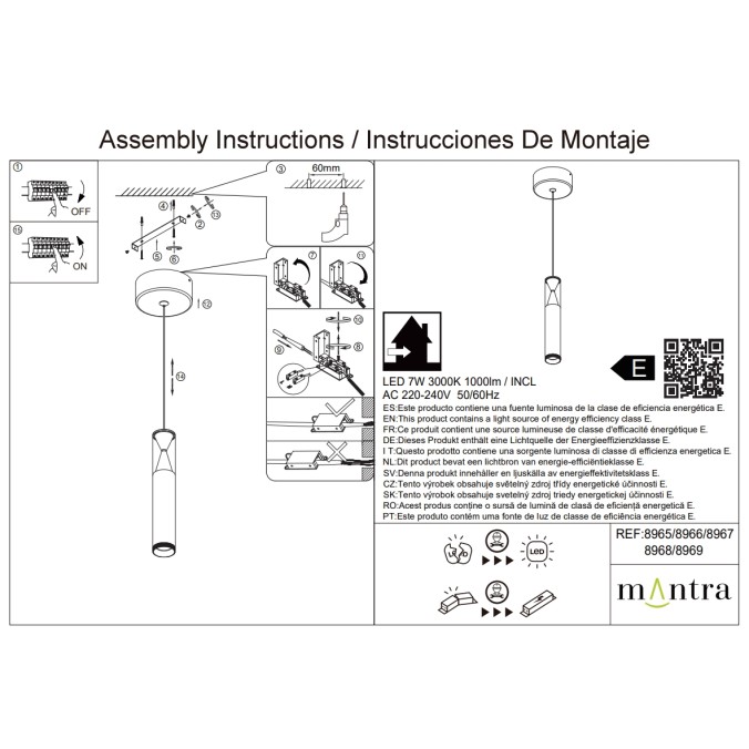 Colgante LED 7W 3000K serie SPARK Oro rosado - 4x28.5-178.5h