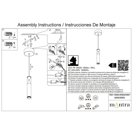 Colgante LED 7W 3000K serie SPARK Oro rosado - 4x28.5-178.5h
