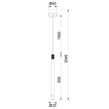 Colgante LED 7W 3000K serie MOANA Negro - 2.5x4.5-204.5h 2