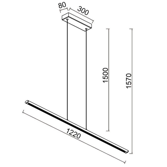 Lámpara LED 38W 3000K serie LINEAL Negro - 122x3.6x7-157h