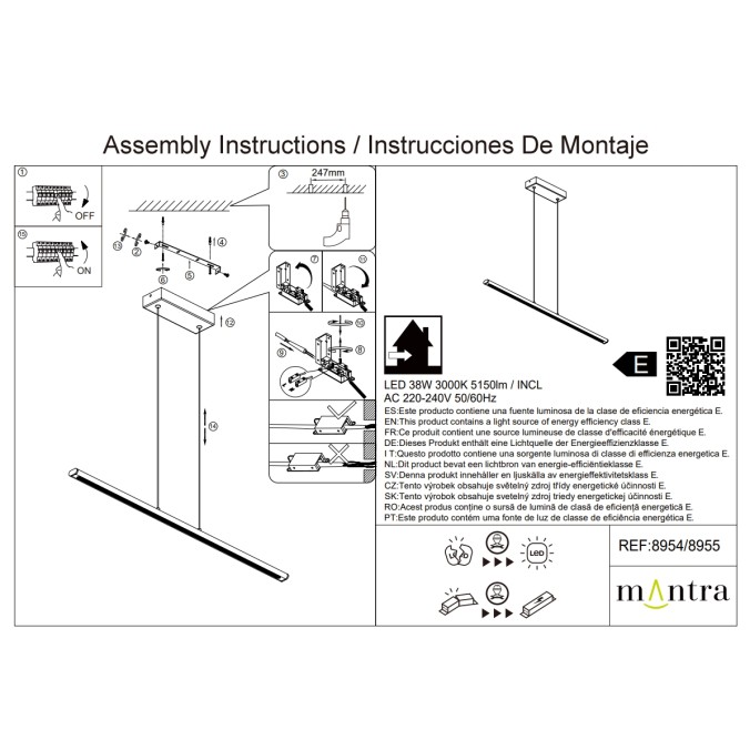 Lámpara LED 38W 3000K serie LINEAL Oro - 122x3.6x7-157h