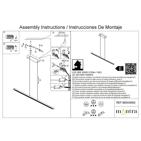 Lámpara LED 38W 3000K serie LINEAL Oro - 122x3.6x7-157h