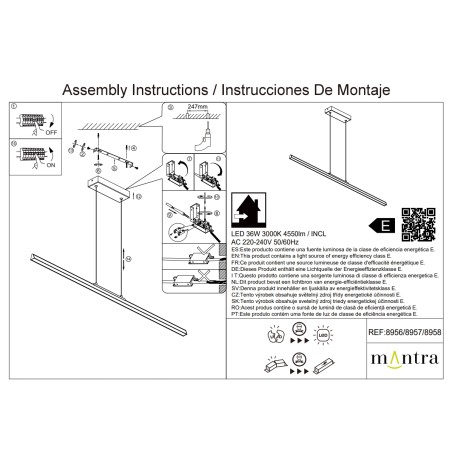 Lámpara LED 36W 3000K serie LINEAL Negro - 91.5x3x9-159h