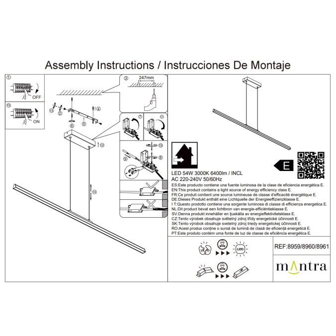 Lámpara LED 54W 3000K serie LINEAL Negro - 151.5x3x9-159h