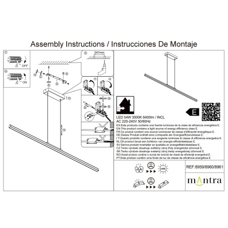 Lámpara LED 54W 3000K serie LINEAL Negro - 151.5x3x9-159h