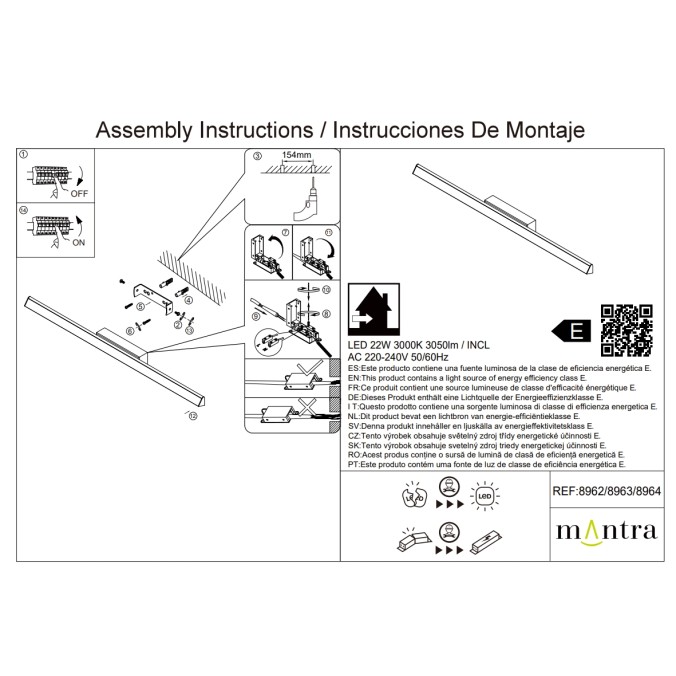 Plafón LED 22W 3000K serie LINEAL Blanco - 61.5x6.8x5h