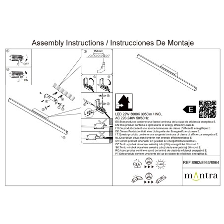 Plafón LED 22W 3000K serie LINEAL Blanco - 61.5x6.8x5h