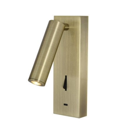 Aplique Lector LED 3W 3000K Cuero TYPE-C Cargador serie TARIFA III Cuero - 6x12.3x18h