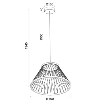 Colgante LED 43W 3000K serie SPIDER Gris - 60x44-194h 2