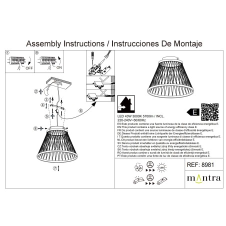 Plafón LED 43W 3000K serie SPIDER Gris - 50x35h