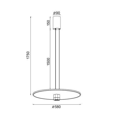 Colgante LED 42W 3000K serie NOMADA Negro/Oro - 58x25-175h