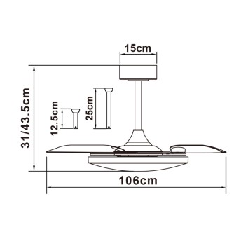 Plafón LED 50W Ventilador 30W serie SLIM FAN Blanco - 106x31/43.5h 2