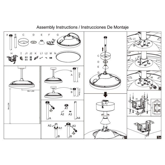 Plafón LED 50W Ventilador 30W serie SLIM FAN Blanco - 106x31/43.5h