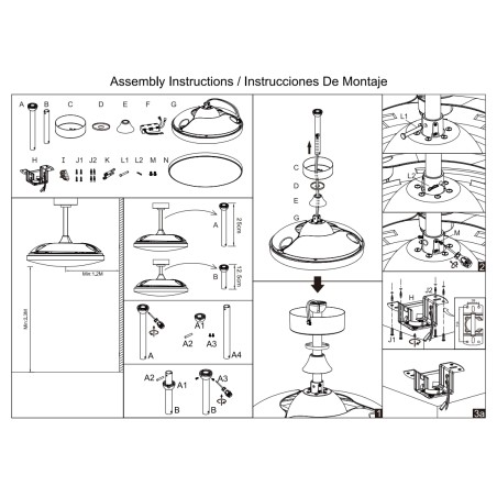 Plafón LED 50W Ventilador 30W serie SLIM FAN Blanco - 106x31/43.5h