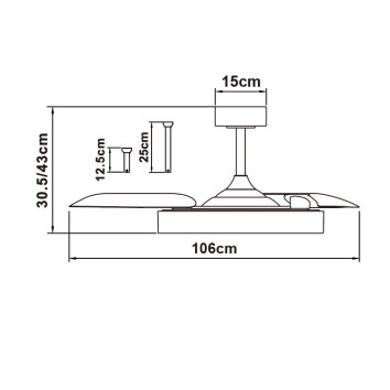 Plafón LED 50W Ventilador 30W serie NISEKO FAN Blanco - 106x30.5/43h 2