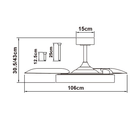 Plafón LED 50W Ventilador 30W serie NISEKO FAN Blanco - 106x30.5/43h