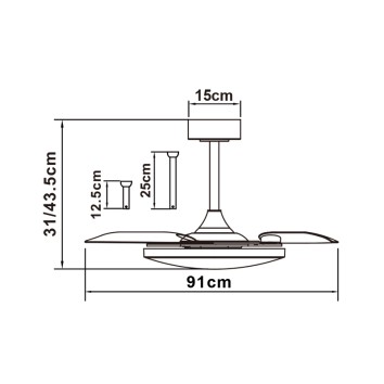 Plafón LED 45W Ventilador 25W serie SLIM FAN MINI Blanco - 91x31/43.5h 2