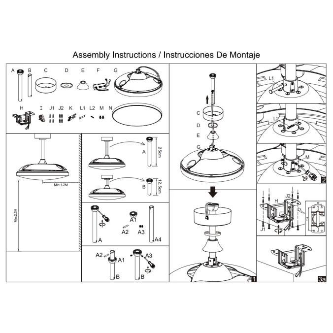 Plafón LED 45W Ventilador 25W serie SLIM FAN MINI Blanco - 91x31/43.5h