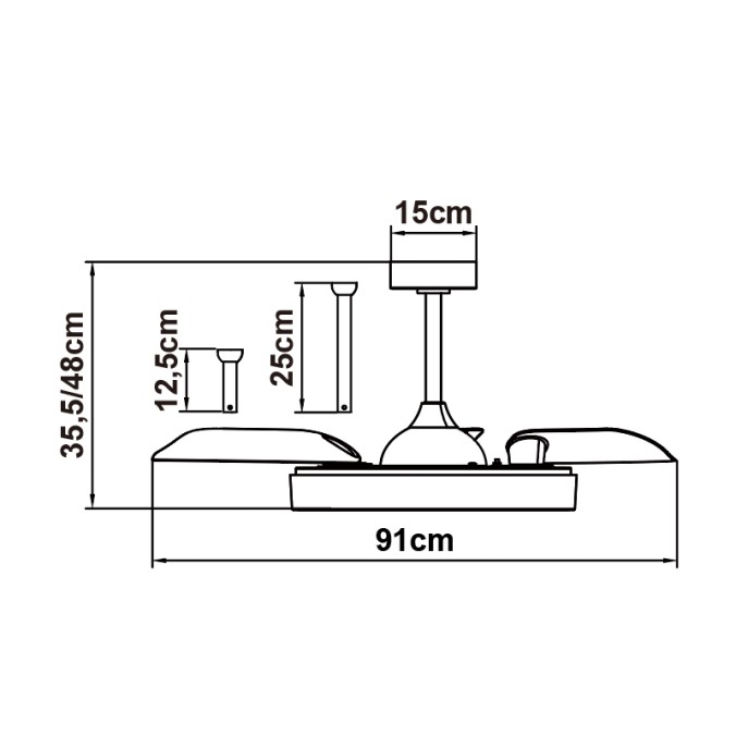 Plafón LED 45W Ventilador 25W serie NISEKO FAN MINI Blanco - 91x35.5/48h