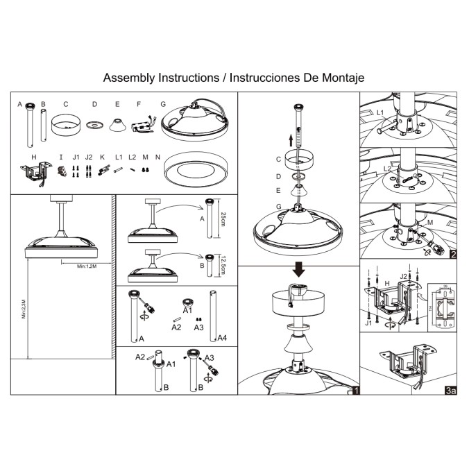 Plafón LED 45W Ventilador 25W serie NISEKO FAN MINI Blanco - 91x35.5/48h