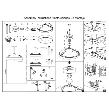 Plafón LED 45W Ventilador 25W serie NISEKO FAN MINI Blanco - 91x35.5/48h
