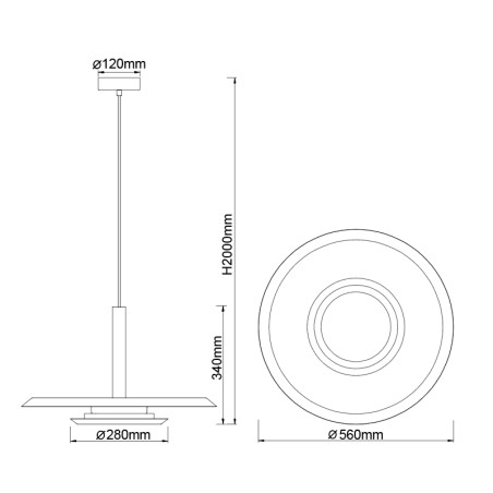 Lámpara LED 24W 3000K serie TINA White/Black - 56x34-200h