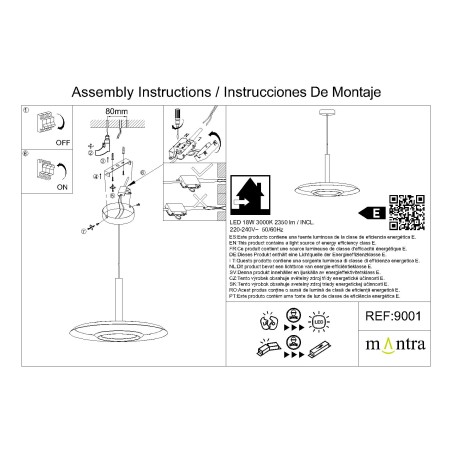 Lámpara LED 18W 3000K serie TINA White/Black - 40x21.5-200h