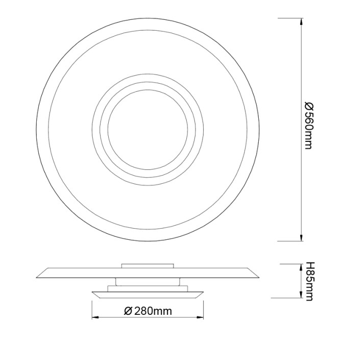 Plafón LED 24W 3000K serie TINA White/Black - 56x8.5h
