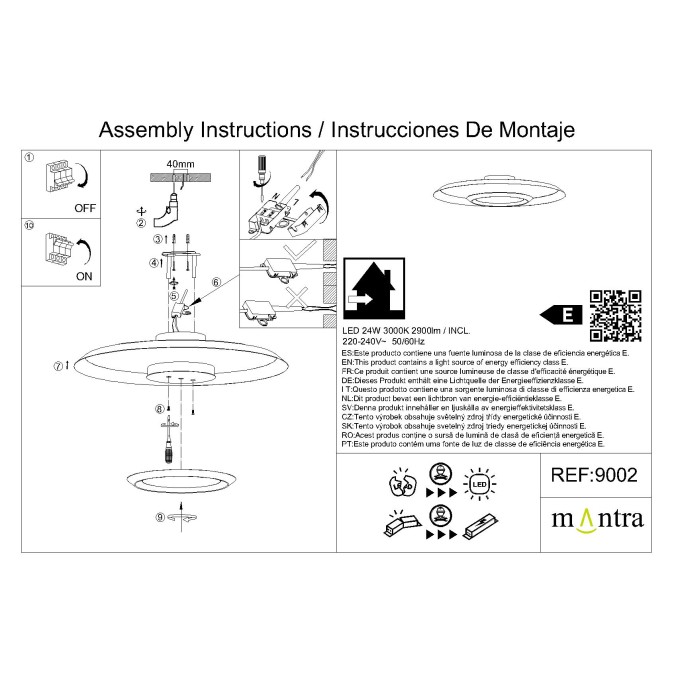Plafón LED 24W 3000K serie TINA White/Black - 56x8.5h