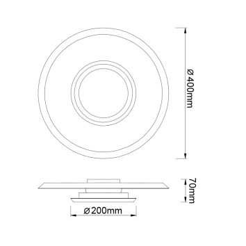 Plafón LED 18W 3000K serie TINA White/Black - 40x7h 2