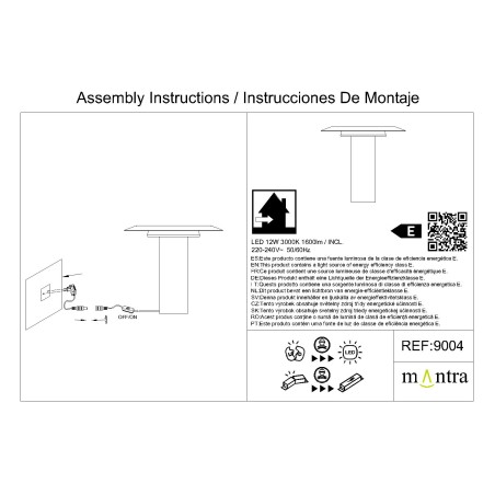 Sobremesa LED 12W 3000K serie TINA White/Black - 28x24.5h