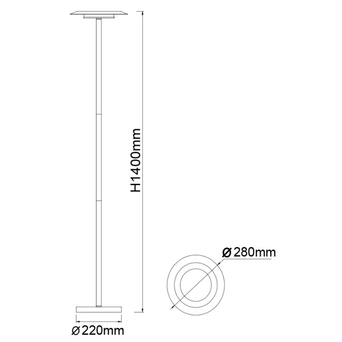 Pie De Salón LED 12W 3000K serie TINA White/Black - 28x140h
