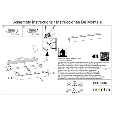 Aplique LED 17W 3000K serie ELEGANCE Gris - 41x5x5h