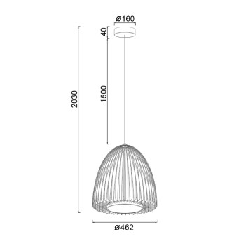 Colgante LED 43W 3000K serie SMART Negro - 46.2x53-203h 2