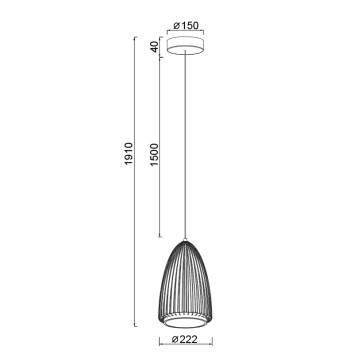 Colgante LED 20W 3000K serie SMART Negro - 22.2x41-191h 2
