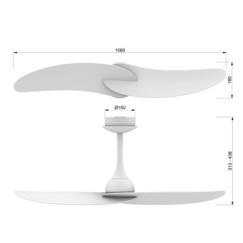 Ventilador Blade size 42inch DC MOTOR 32W 433 remote control serie IPANEMA Negro+Madera - 106x18x31.3-43.8h 2