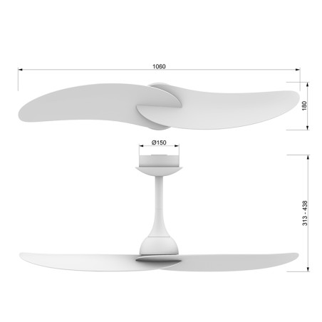 Ventilador Blade size 42inch DC MOTOR 32W 433 remote control serie IPANEMA Negro+Madera - 106x18x31.3-43.8h
