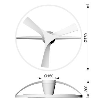 Plafón LED 33W Ventilador 30W serie NEPAL II Blanco - 75x20h 2
