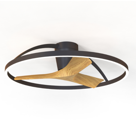 Plafón LED 33W Ventilador 30W serie NEPAL II Negro+Madera - 75x20h