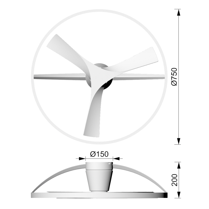 Plafón LED 33W Ventilador 30W serie NEPAL II Blanco+Madera - 75x20h