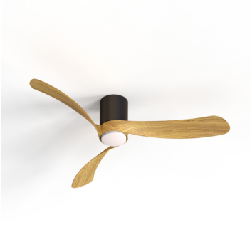 Plafón LED 24W Ventilador 32W serie NEMO L Negro+Madera - 122x25h