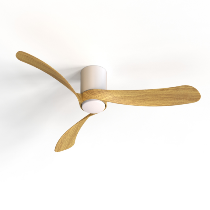 Plafón LED 24W Ventilador 32W serie NEMO L Blanco+Madera - 122x25h