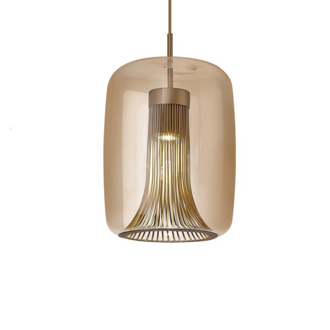 Colgante GU10  Cilindro serie KRISS Negro/Bronce - 24x38-180h