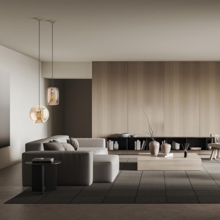 Colgante GU10  Cilindro serie KRISS Negro/Bronce - 24x38-180h