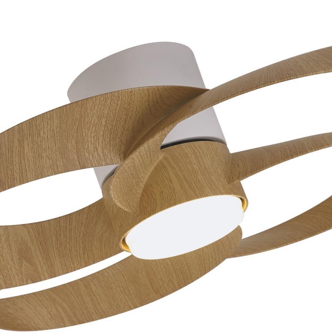 Plafón LED 24W Ventilador 22W serie ROSE Blanco+Madera - 65x21h