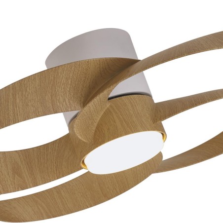 Plafón LED 24W Ventilador 22W serie ROSE Blanco+Madera - 65x21h